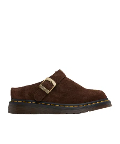 Dr. Martens' Brown Isham Mules In Dark Brown Desert Oa