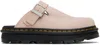Dr. Martens' Pink Zebzag Suede Slingback Platform Loafers In Powder Pink Eh Suede