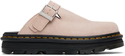Dr. Martens' Pink Zebzag Suede Slingback Platform Loafers In Powder Pink Eh Suede