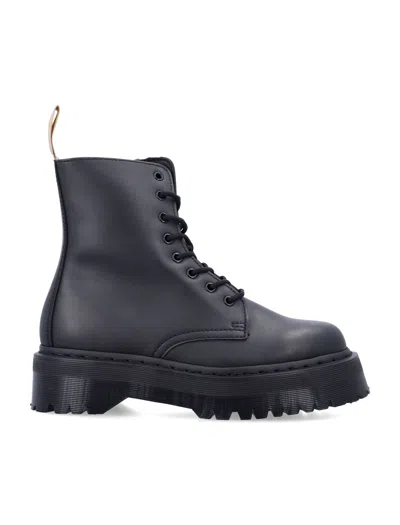Dr. Martens Platform Lace-up Combat Boots In Nero