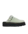 Dr. Martens' Green Zebzag Suede Slingback Platform Mules In Black