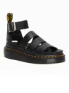 Dr. Martens Womens Clarissa Ii Quad Leather Platform Sandals In Black