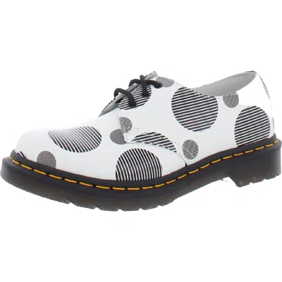 Dr. Martens Polka Dots Mens Leather Lace-up Shoes In White