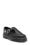Dr. Martens' Dr. Martens Polley Heart T-bar Shoe In Black Frosted Lavender Lilac