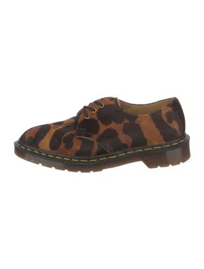 Pre-owned Dr. Martens Ponyhair Animal Print Oxfords In Brown