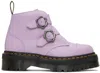 Dr. Martens' Devon Flower Buckle Leather Platform Boots In Lilac Milled