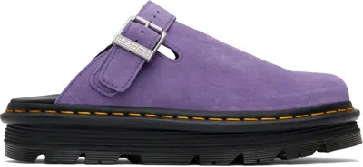 Dr. Martens' Purple Zebzag Suede Slingback Platform Loafers In Twilight Purple Eh S