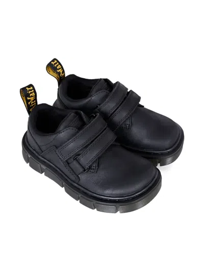 Dr. Martens' Kids' Raffe Double-strap Leather Loafers In Black