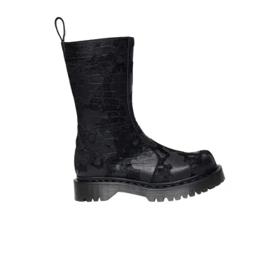 Pre-owned Dr. Martens Regena Emboss Hair On Boot 'black Croc' | Men's Size 4
