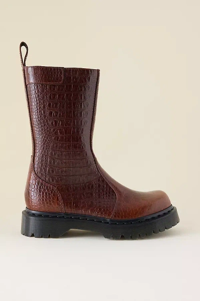 Dr. Martens Rejena Croc Emboss Leather Boots In Orange