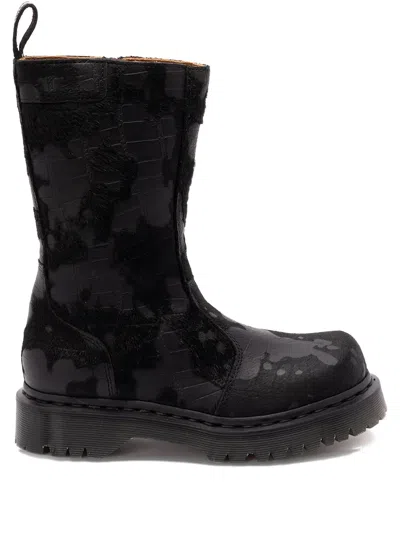 Dr. Martens Rejena Hair Crocodile-effect Boots In Black