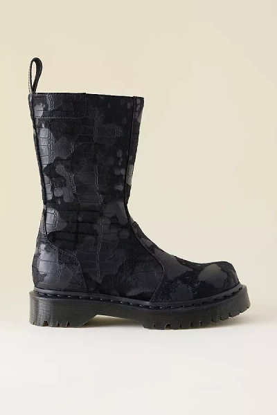 Dr. Martens Rejena Hair-on Croc Leather Boots In Black