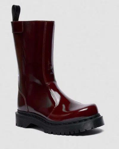 Dr. Martens Rejena Laquered Leather Boots In Burgundy