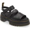 Dr. Martens Ricki Leather 3-strap Platform Sandal In Black