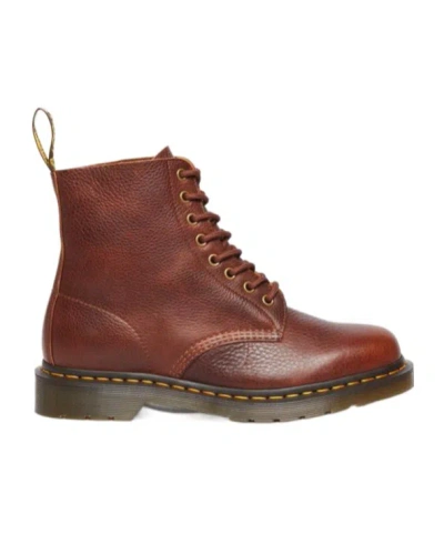 Dr. Martens Round Head Boots In Red