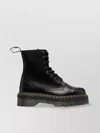 DR. MARTENS' ROUND TOE BOOTS WITH TREADED RUBBER SOLE