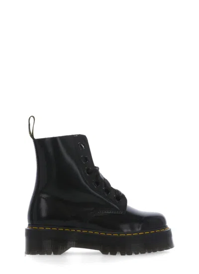 DR. MARTENS ROUND TOE LACE-UP MOLLY BOOTS WITH PLATFORM SOLE