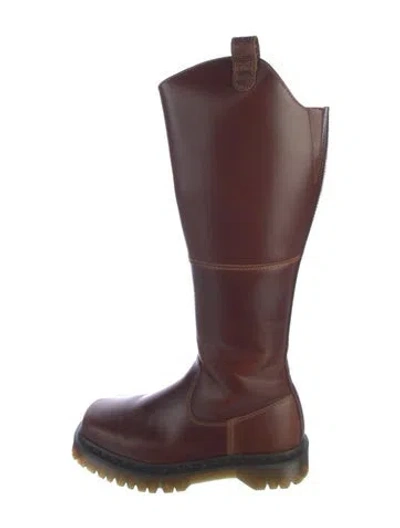 Pre-owned Dr. Martens Rubber Rain Boots In Burgundy