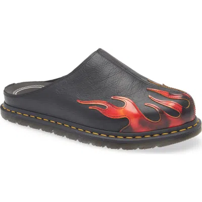 Dr. Martens' Dr. Martens San Flame Appliqué Mule In Black