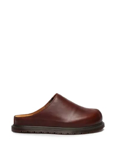 Dr. Martens San Leather Mules In Burgundy