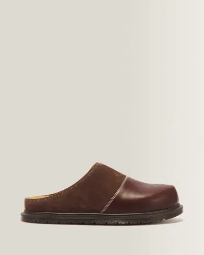 Dr. Martens San Patchwork Leather & Nubuck Mules In Brown