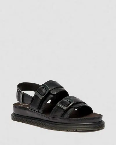 Dr. Martens San Two Strap Leather Sandals In Black