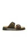 Dr. Martens' Dr. Martens Josef Olive Suede Buckle Sandals In Green