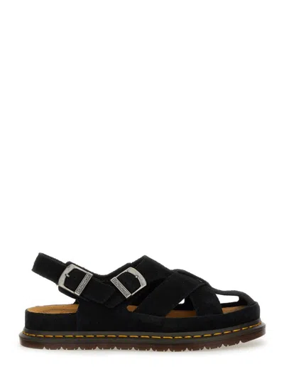 Dr. Martens Cross-strap Black Suede Sandals
