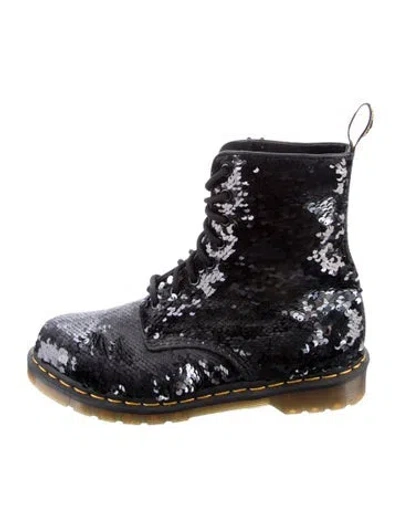 Pre-owned Dr. Martens Sequins Combat Boots In Black