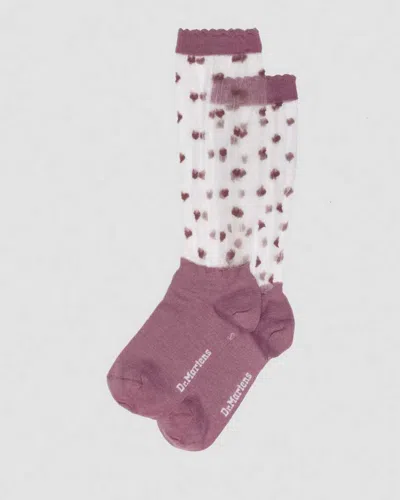 Dr. Martens Short Heart Mesh Organic Cotton Blend Socks In Purple