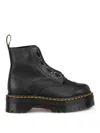 Dr. Martens Sinclair Combat Boot In Black Hammered Leather With A Large Treaded Sole In Black