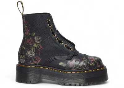 Pre-owned Dr. Martens Sinclair Decayed Roses Tumbled Nappa Leather Lace Up Boot (women's) Sneakers In Black