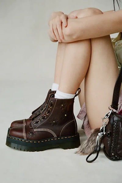 Dr. Martens Sinclair Floral Platform Boot In Dark Brown Grizzly, Women's At Urban Outfitters