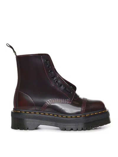 Dr. Martens Sinclair Leather Platform Boots In Red