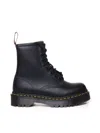 Dr. Martens Smooth Leather Quad Platform Boots In Black In Black