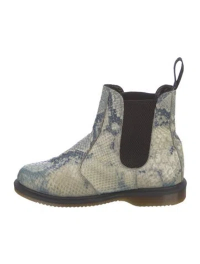 Pre-owned Dr. Martens Snakeskin Animal Print Chelsea Boots In Blue