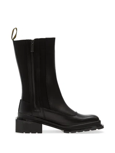 Dr. Martens Square-toe Leather Boots In Black
