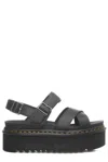 Dr. Martens' Voss Ii Athena Leather Strap Platform Sandals In Black