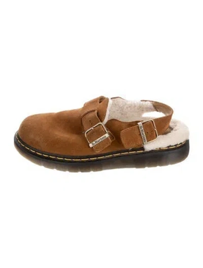 Pre-owned Dr. Martens Suede Colorblock Pattern Slingback Flats In Brown