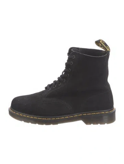 Pre-owned Dr. Martens Suede Combat Boots In Black