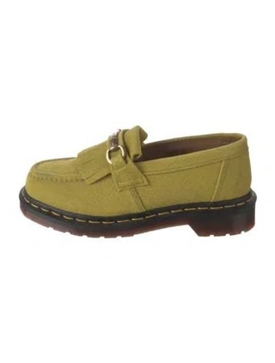 Pre-owned Dr. Martens Suede Fringe Trim Accent Loafers In Green