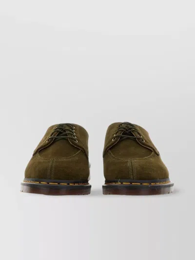 Dr. Martens Suede Lace-up Moccasins Rubber Sole In Green