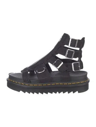 Pre-owned Dr. Martens Suede Lasercut Accents Gladiator Sandals In Blue