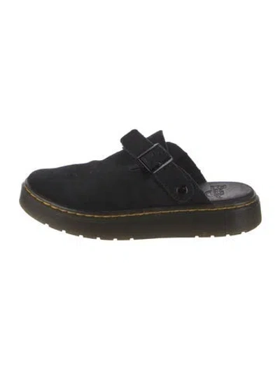 Pre-owned Dr. Martens Suede Mules In Black