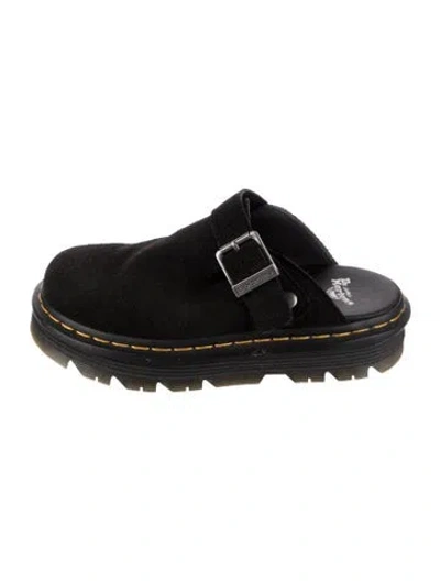 Pre-owned Dr. Martens Suede Mules In Black