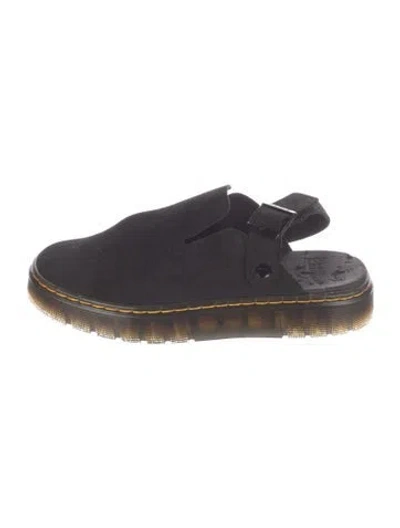 Pre-owned Dr. Martens Suede Mules In Blue