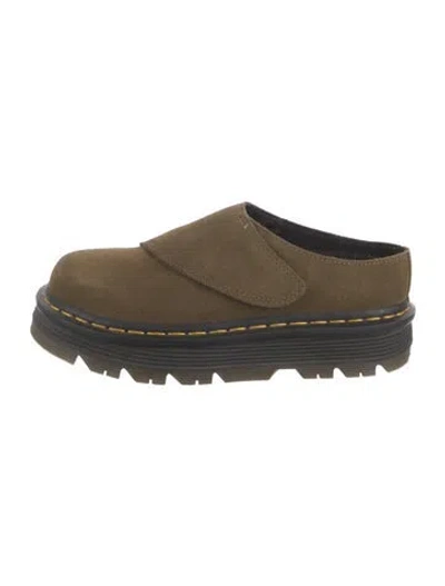 Pre-owned Dr. Martens Suede Mules In Green