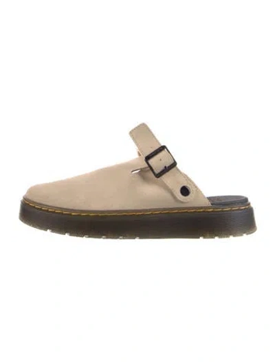 Pre-owned Dr. Martens Suede Mules In Neutral