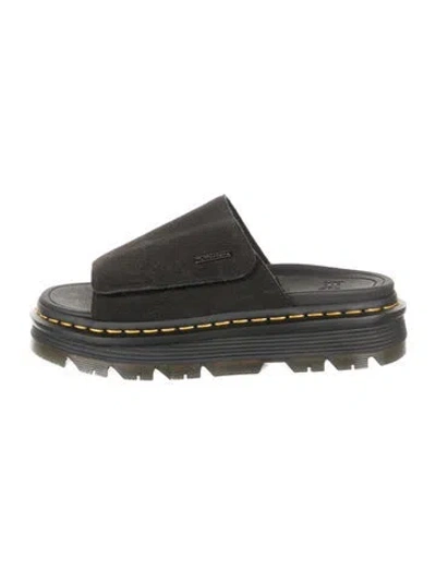 Pre-owned Dr. Martens Suede Slides In Blue