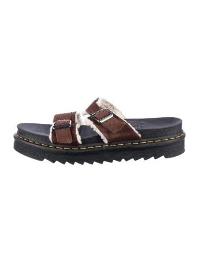 Pre-owned Dr. Martens Suede Slides In Brown
